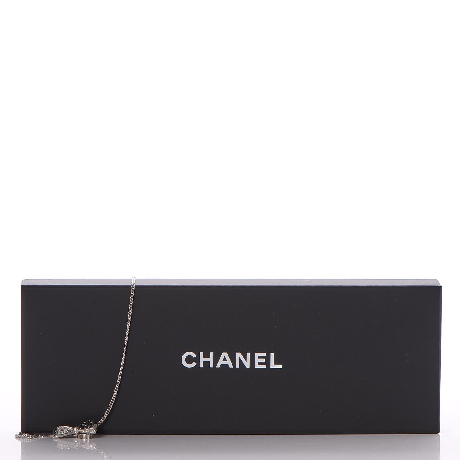 Chanel Crystal CC Bow Necklace Silver Black 6 of 6