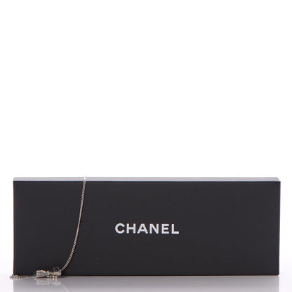Chanel Crystal CC Bow Necklace Silver Black 6 of 6