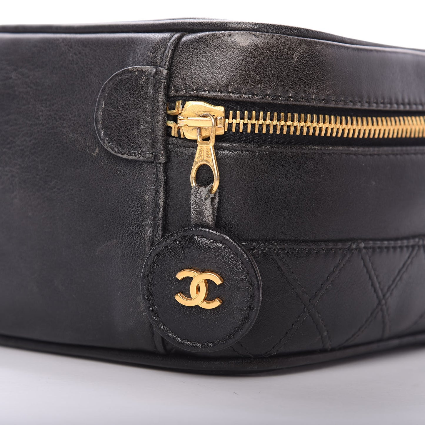 Lambskin Vanity Cosmetic Case Black