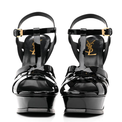 Saint Laurent Patent Tribute 105 Platform Sandals 36 Black 2 of 8