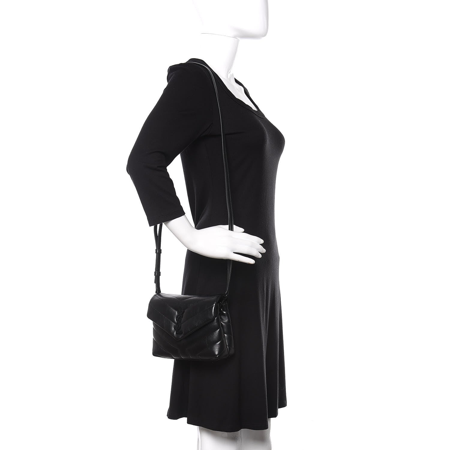 Saint Laurent Calfskin Y Quilted Monogram Toy Loulou Crossbody Bag Black 2 of 11