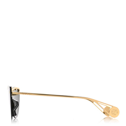 Gucci Metal Rimless Star Studded 90mm Cat Eye GG0666S Sunglasses Black Gold 3 of 7