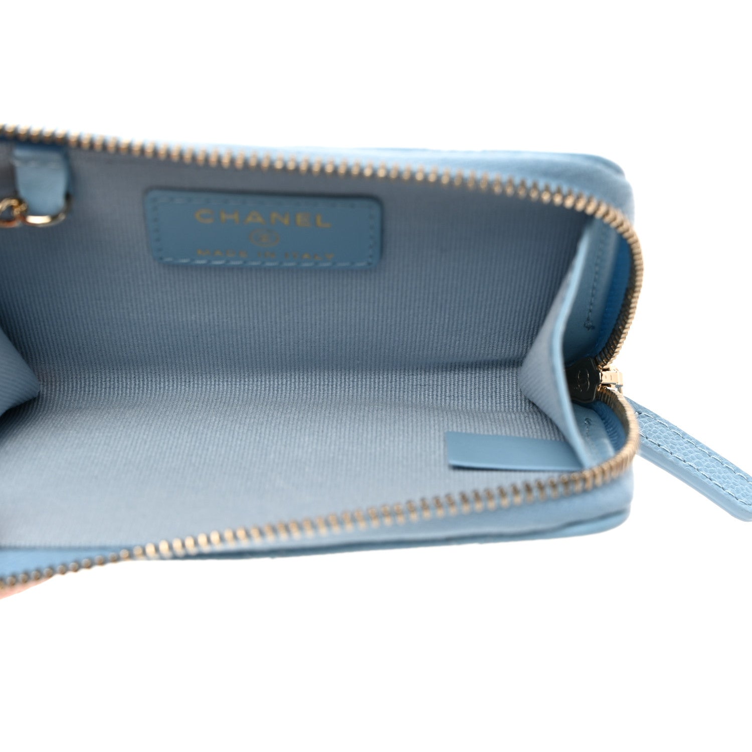Chanel Caviar Quilted Zipped Key Holder Case Light Blue 5 of 7