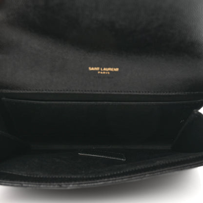 Saint Laurent Grain De Poudre Matelasse Chevron Monogram Envelope Clutch Black 4 of 7