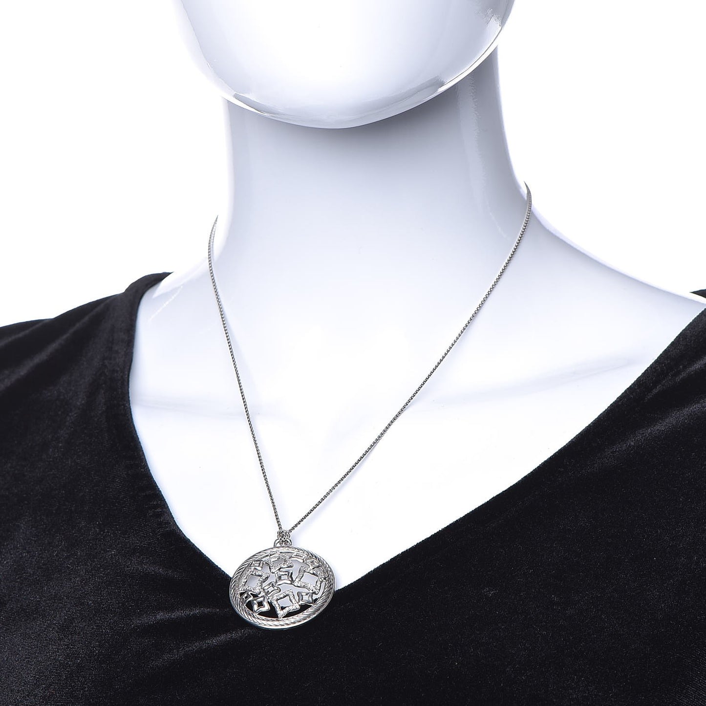 Sterling Silver Diamond Quatrefoil Pendant Necklace