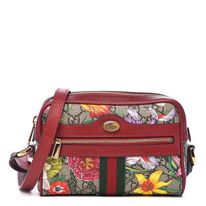 Gucci GG Supreme Monogram Flora Web Mini Ophidia Shoulder Bag Red 1 of 10
