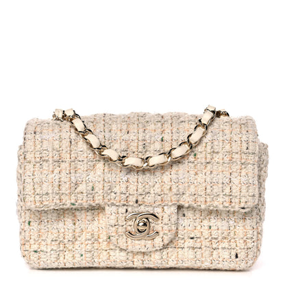 Chanel Tweed Quilted Mini Rectangular Flap Off White 1 of 11