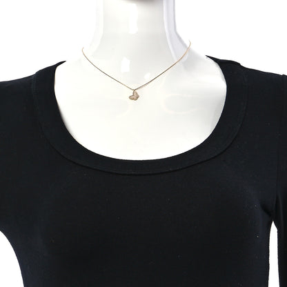 Van Cleef & Arpels 18K Yellow Gold Mother of Pearl Sweet Alhambra Butterfly Pendant Necklace 2 of 7