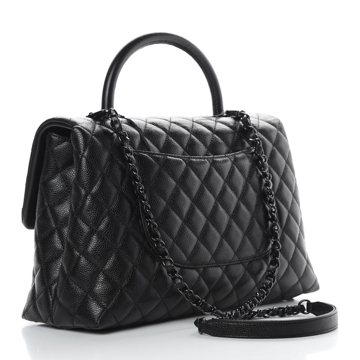 Caviar Quilted Medium Coco Handle Flap So Black