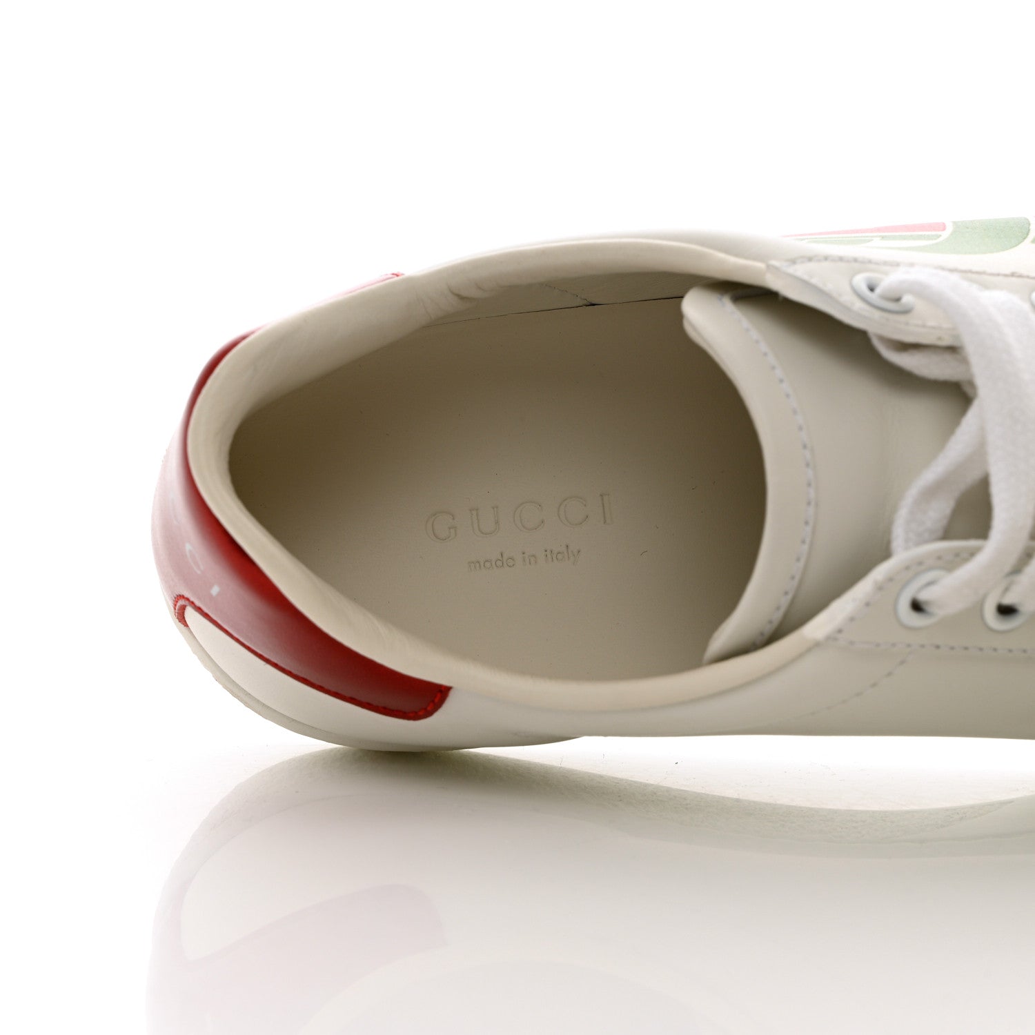 Gucci Calfskin Interlocking G Womens New Ace Sneakers 36 White Red Flame Green 7 of 15