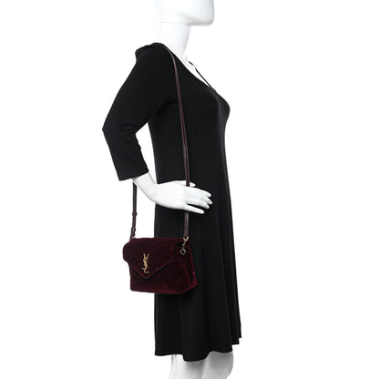 Saint Laurent Velvet Y Quilted Monogram Toy Loulou Crossbody Bag French Burgundy 2 of 12