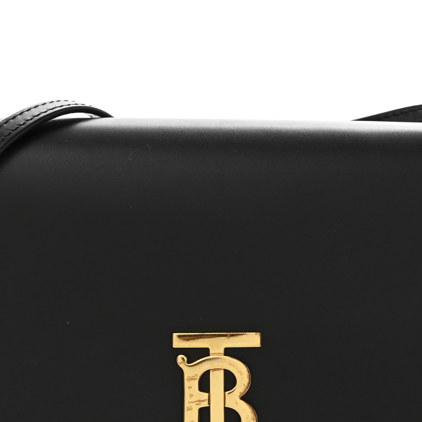 Calfskin Monogram TB Mini Flat Crossbody Bag Black