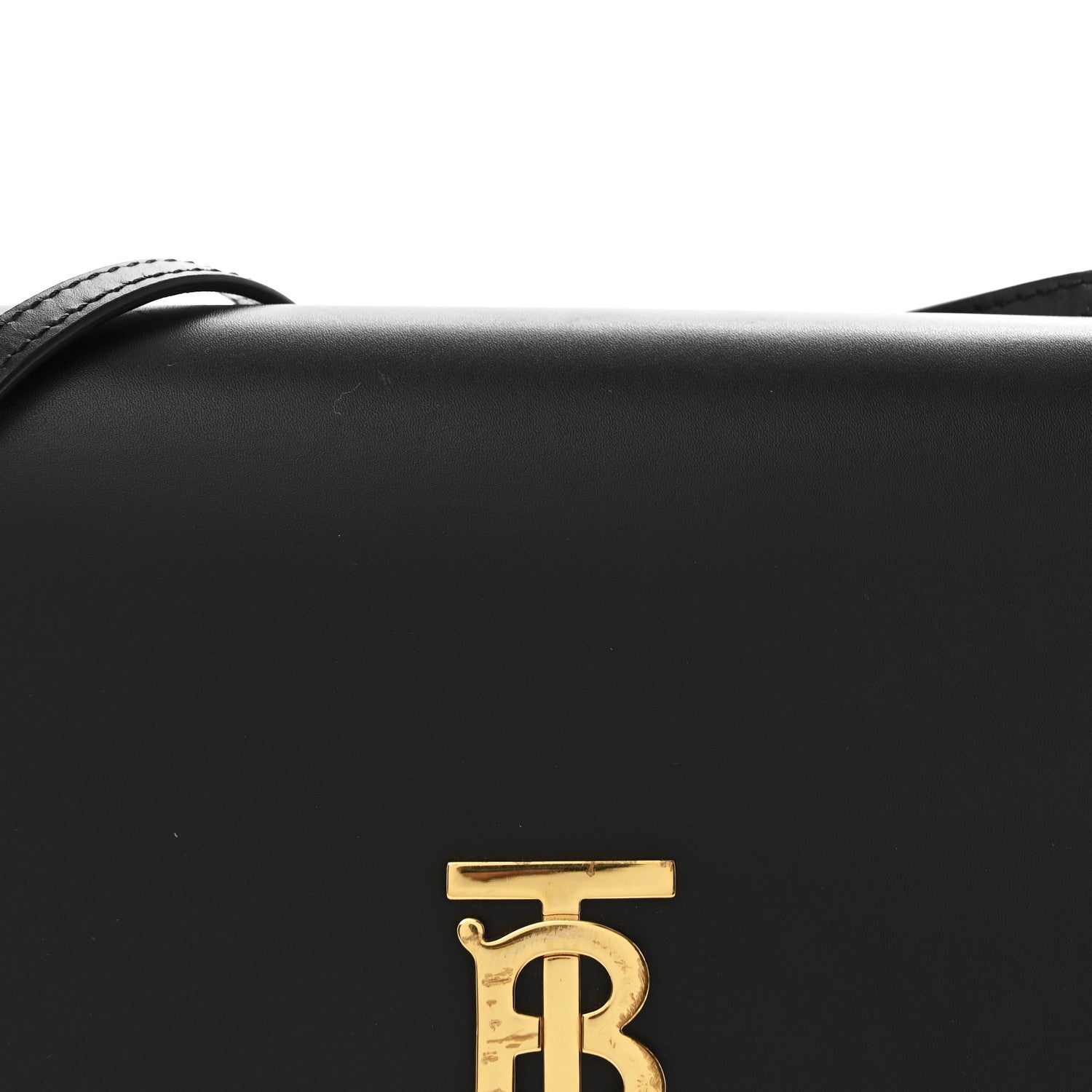 Burberry Calfskin Monogram TB Mini Flat Crossbody Bag Black 7 of 9