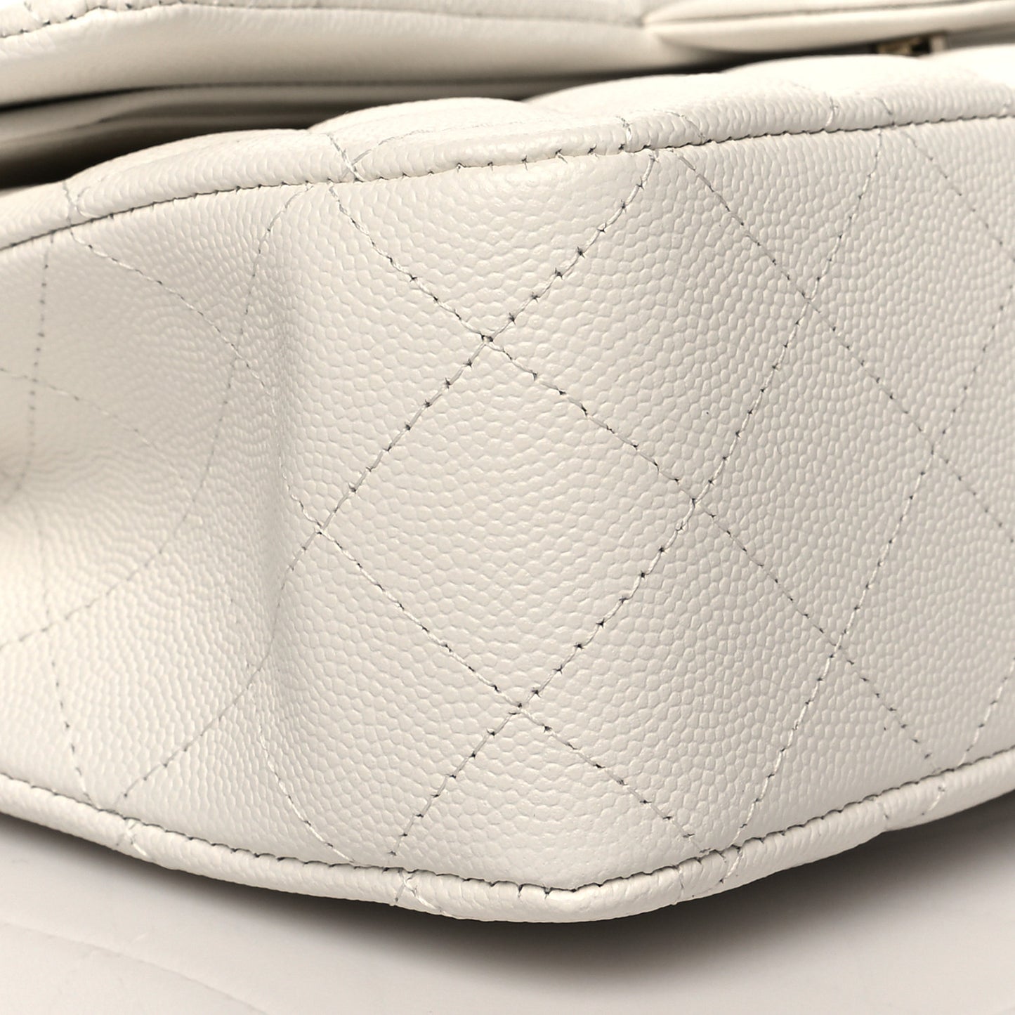 Caviar Quilted Medium Double Flap White