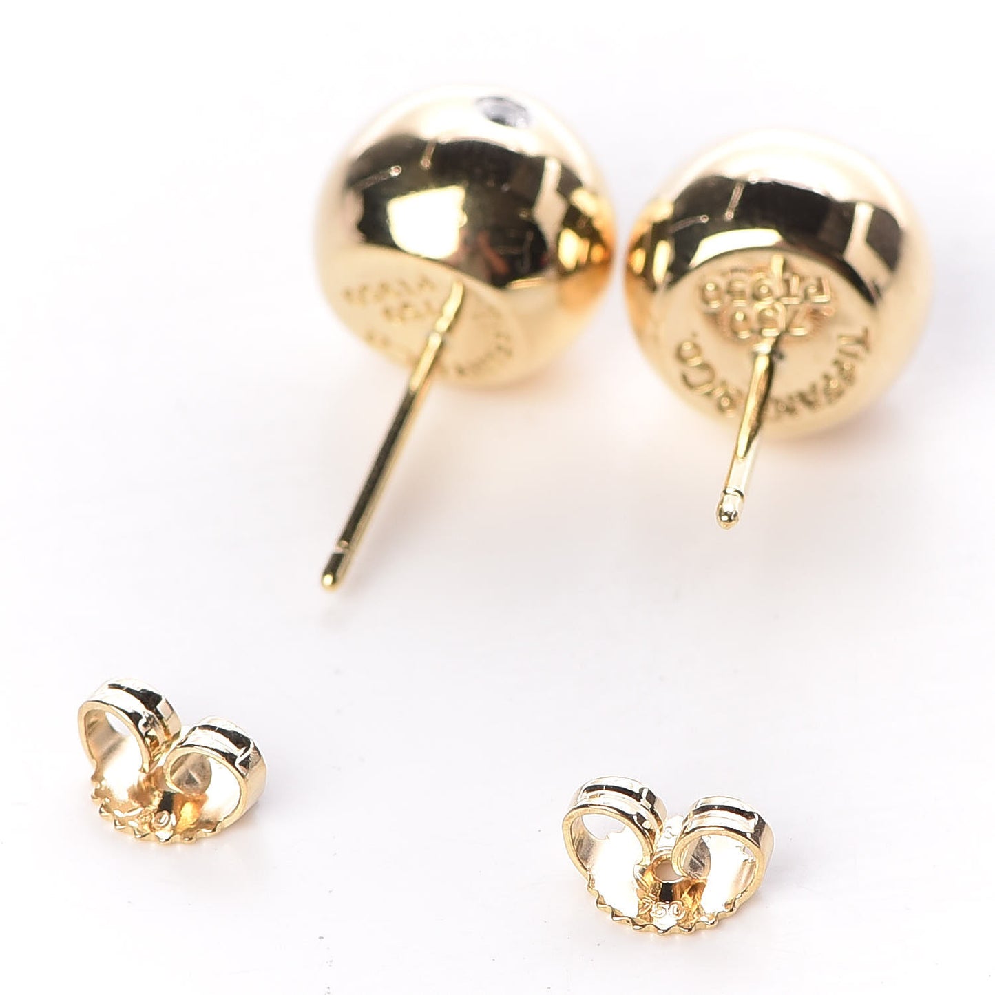 18K Yellow Gold Platinum Diamond 10.5mm Etoile Ball Earrings