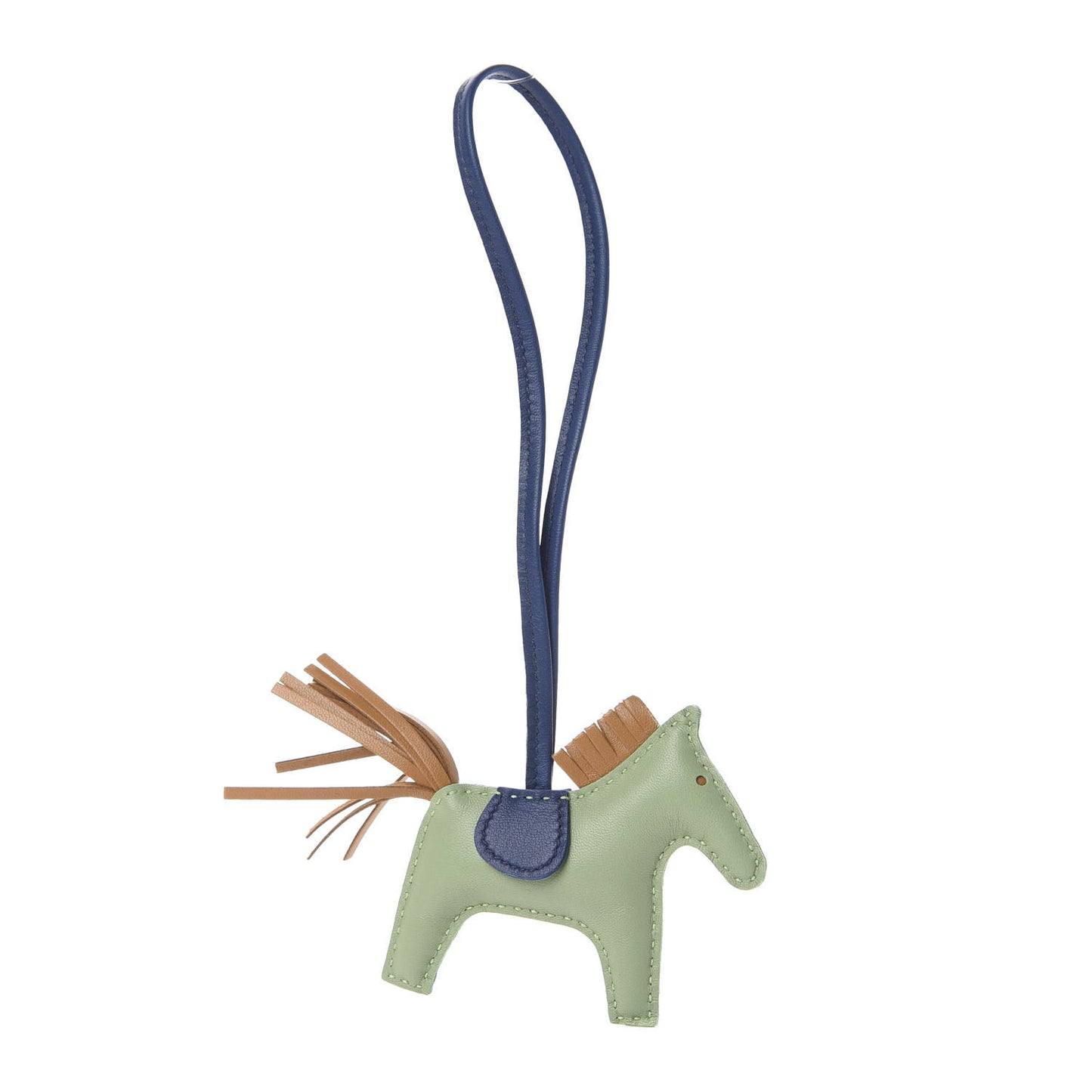 Milo Lambskin Grigri Rodeo Horse Bag Charm PM Vert Criquet Sesame Bleu de Malte