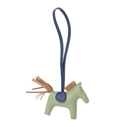 Hermes Milo Lambskin Grigri Rodeo Horse Bag Charm PM Vert Criquet Sesame Bleu de Malte 1 of 3