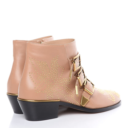 Chloe Nappa Sheepskin Studded Susanna Ankle Boots 37.5 Reef Shell 4 of 9