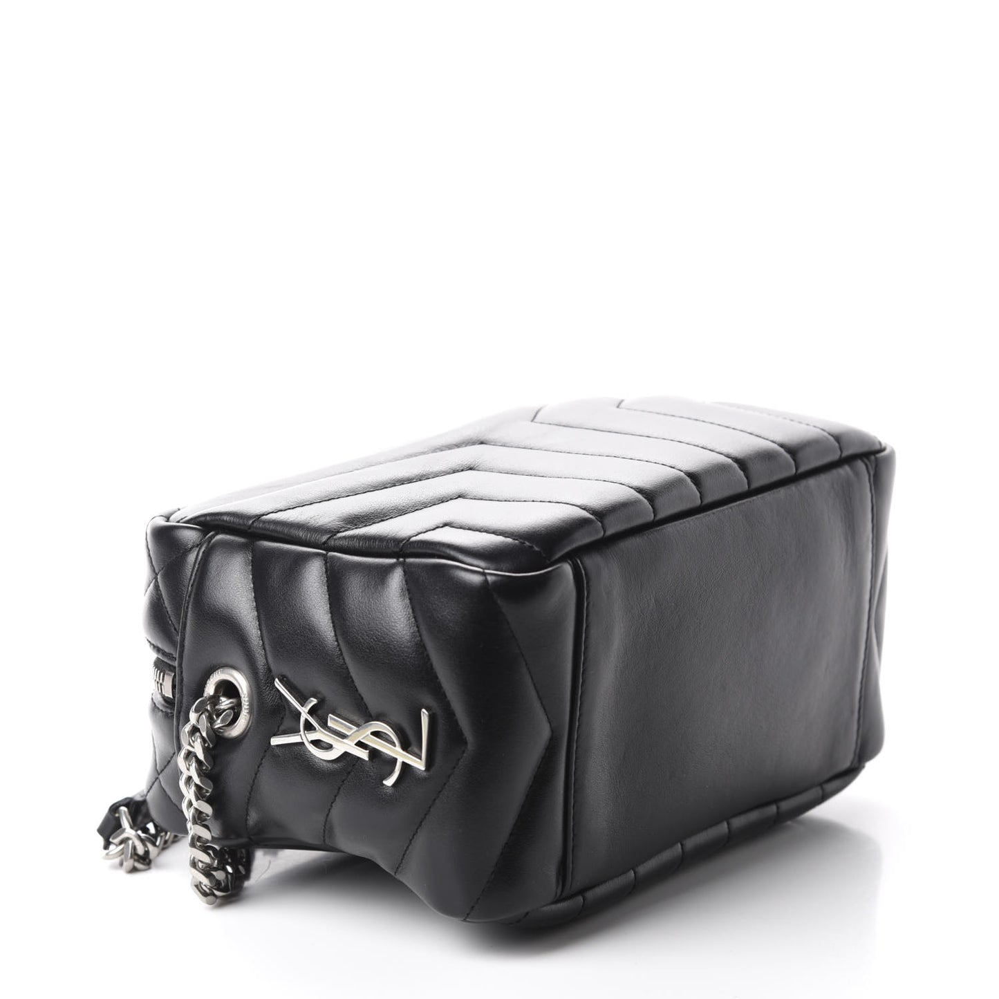 Calfskin Y Quilted Monogram Small Loulou Bowling Bag Black