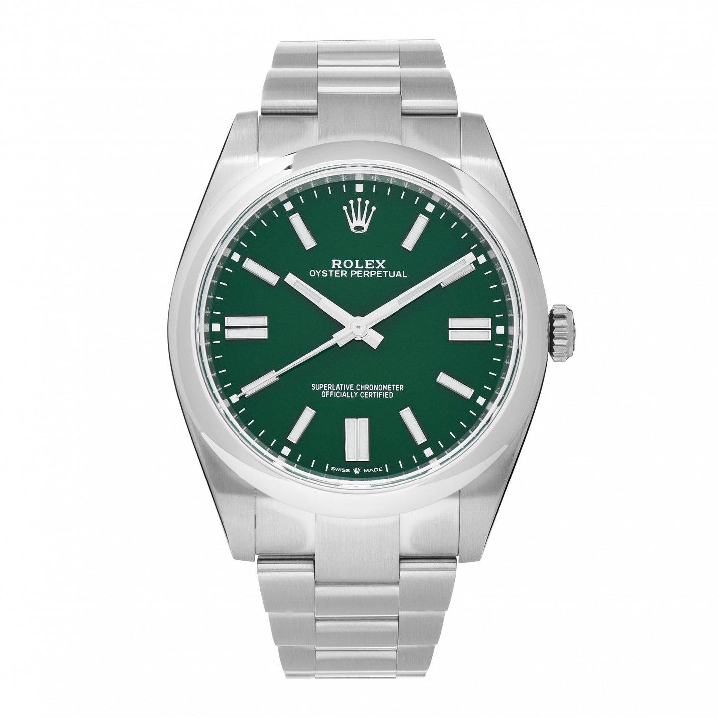 Stainless Steel 41mm Oyster Perpetual Watch Green 124300