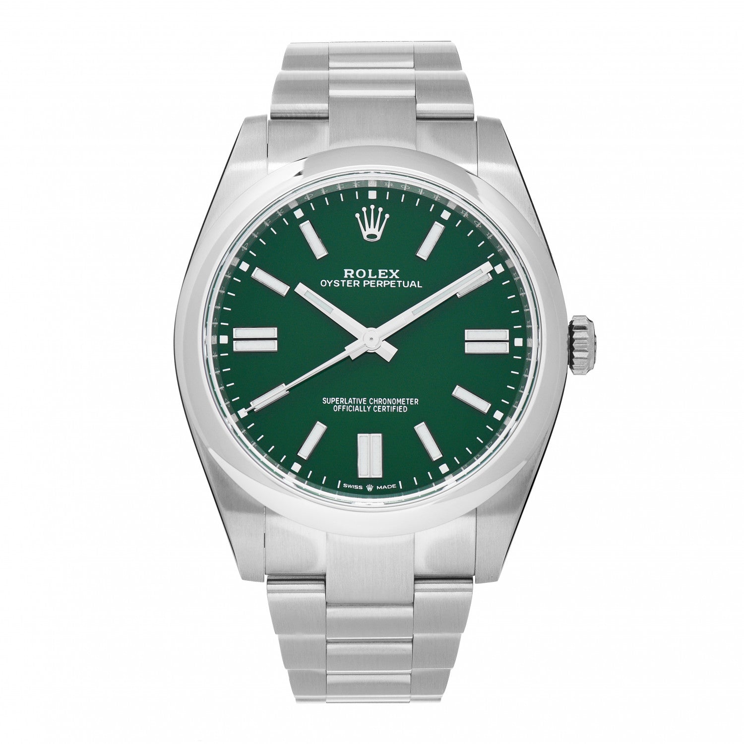 Rolex Stainless Steel 41mm Oyster Perpetual Watch Green 124300 1 of 5