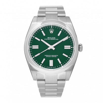 Rolex Stainless Steel 41mm Oyster Perpetual Watch Green 124300 1 of 5