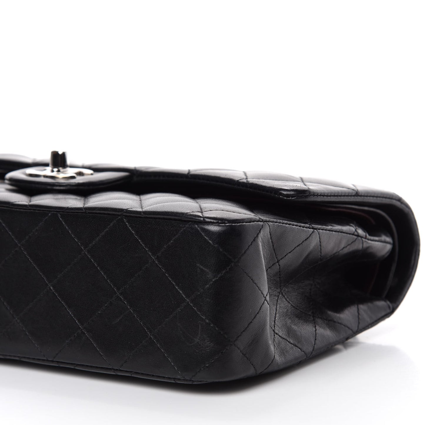 Lambskin Quilted Medium Double Flap Black