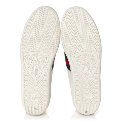 Gucci Calfskin Ayers Bee Embroidered Womens Ace Sneakers 38.5 White Green 5 of 9