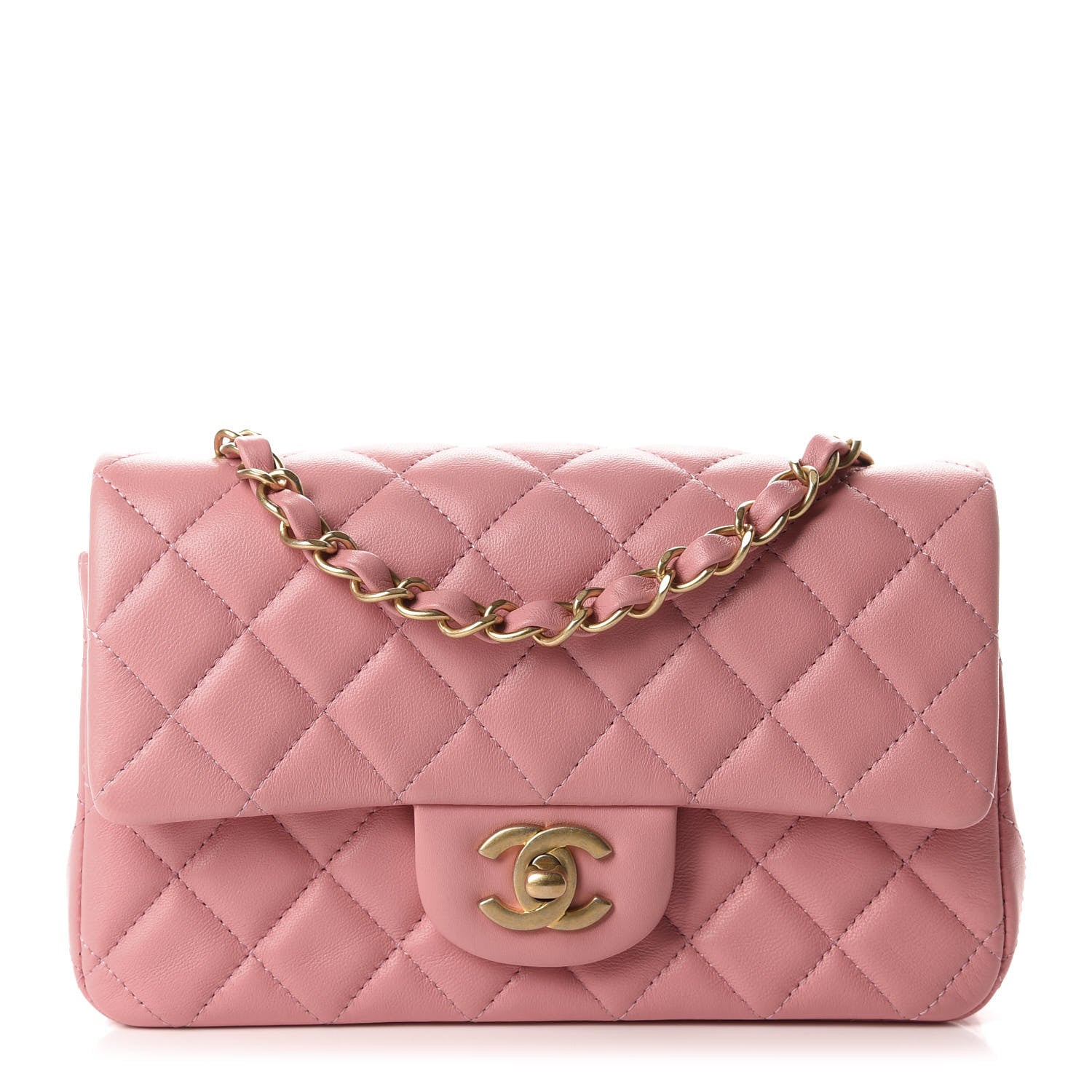 Chanel Lambskin Quilted Mini Rectangular Flap Pink 1 of 10