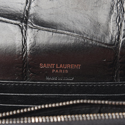 Saint Laurent Calfskin Crocodile Embossed Monogram Kate Belt Bag Black 5 of 12