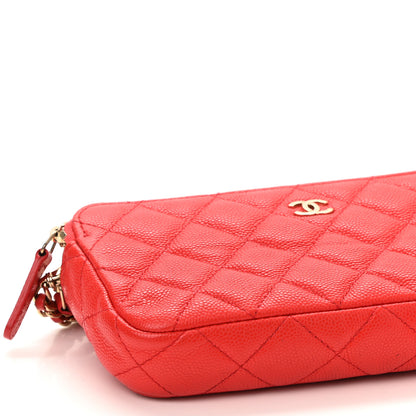 Chanel Caviar Quilted Small Clutch With Chain Red 9 of 11