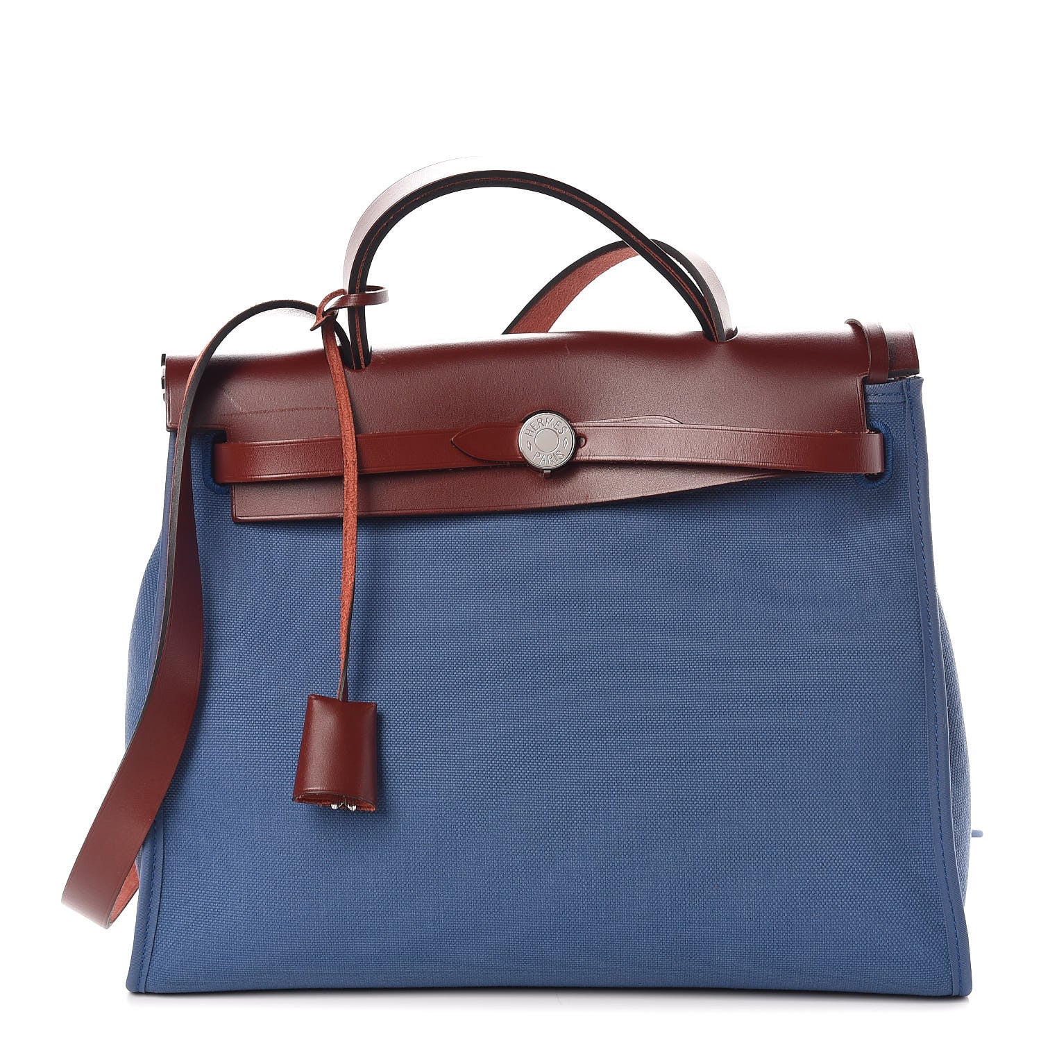 Hermes Vache Hunter Toile Militaire Herbag Zip 31 PM Bleu Agate Rouge H 3 of 10