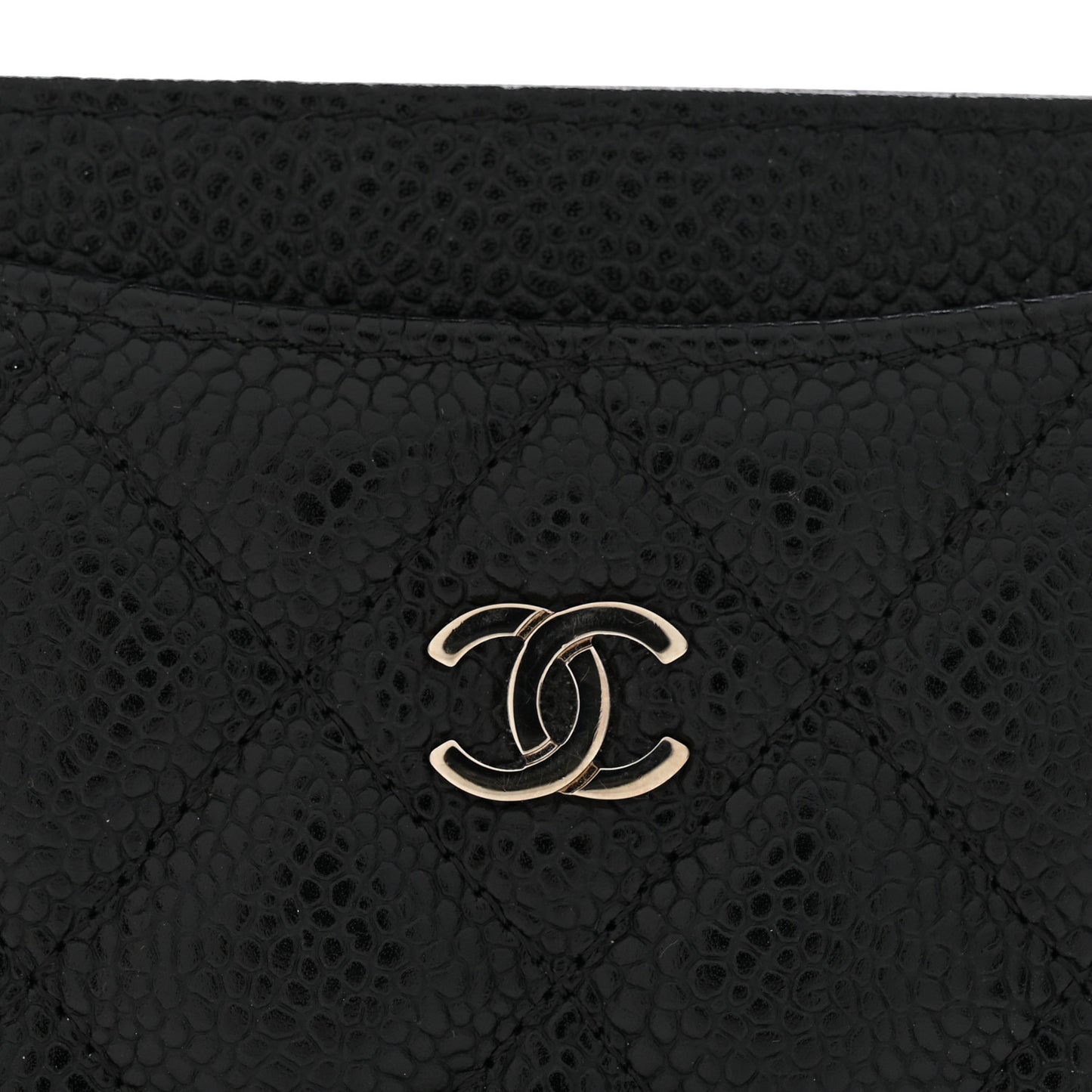 Caviar Quilted Card Holder Black