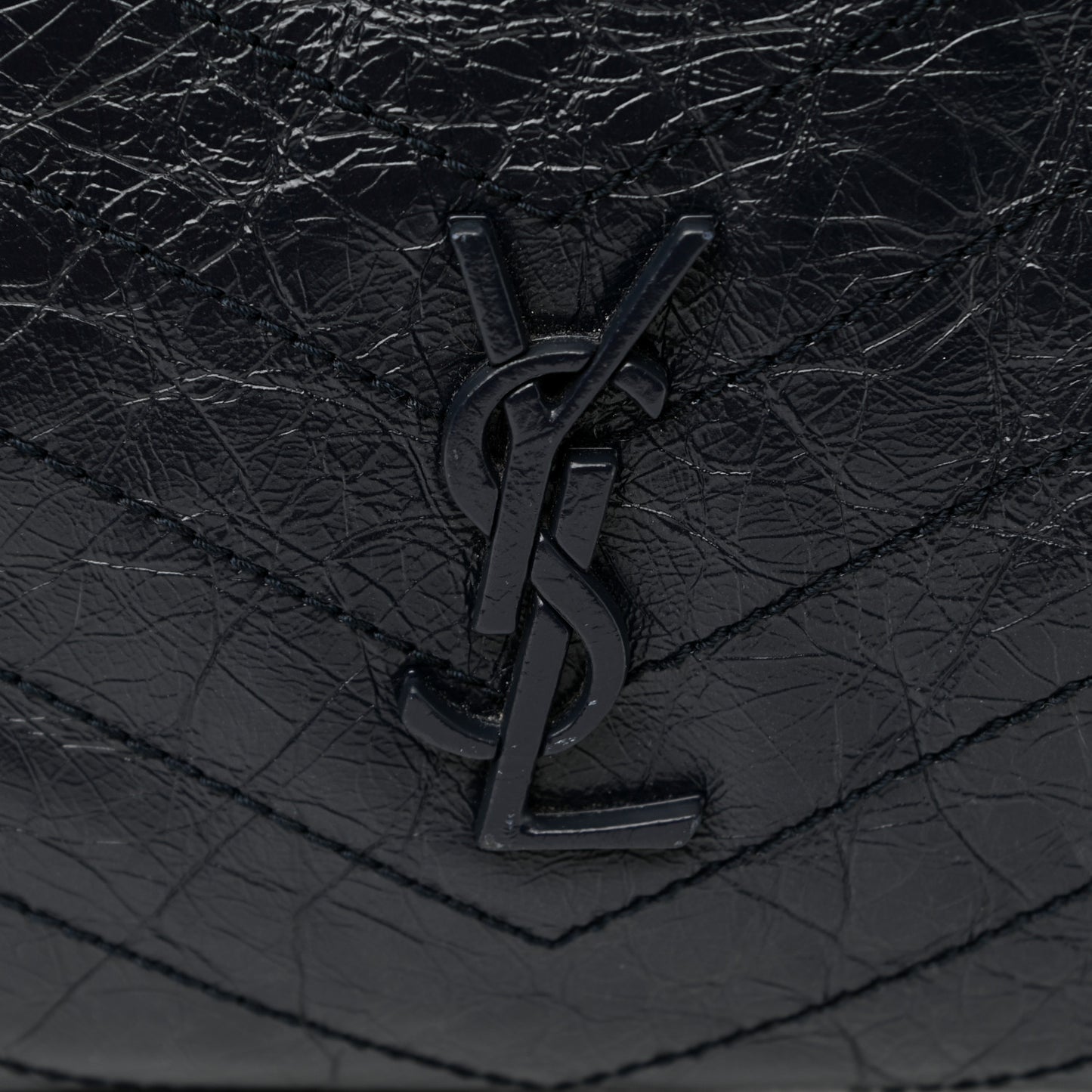 Crinkled Calfskin Matelasse Monogram Niki Shoulder Bag Deep Marine