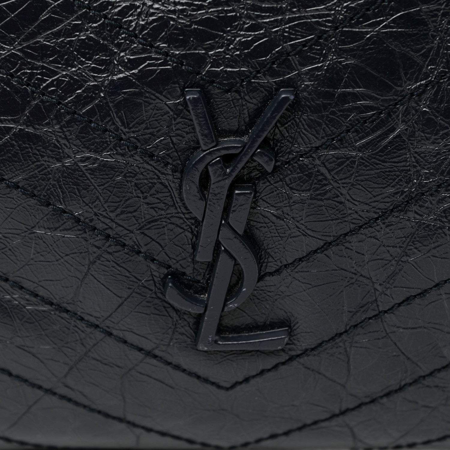 Saint Laurent Crinkled Calfskin Matelasse Monogram Niki Shoulder Bag Deep Marine 12 of 13