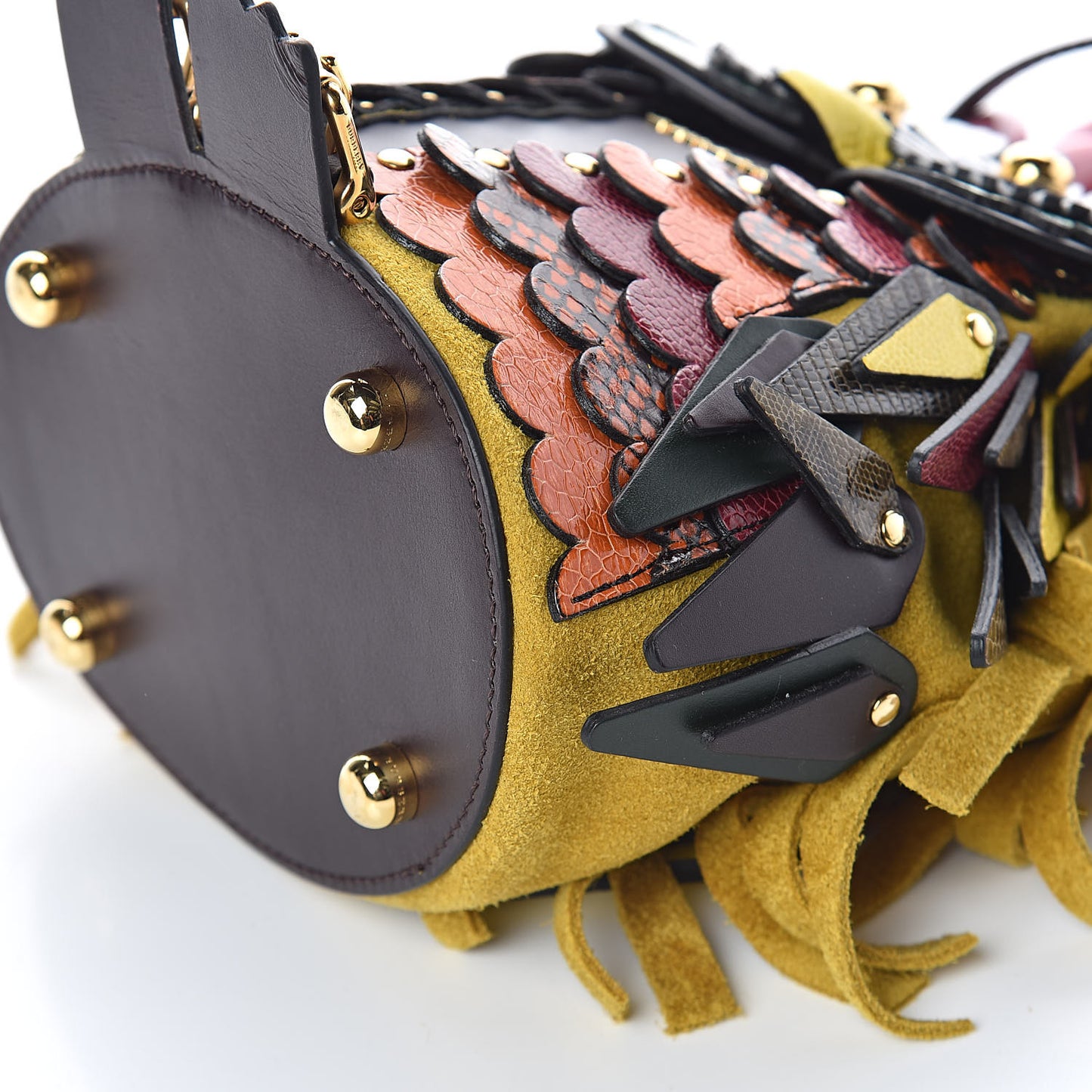 Suede Calfskin Watersnake The Owl Crossbody Bag Pale Apricot