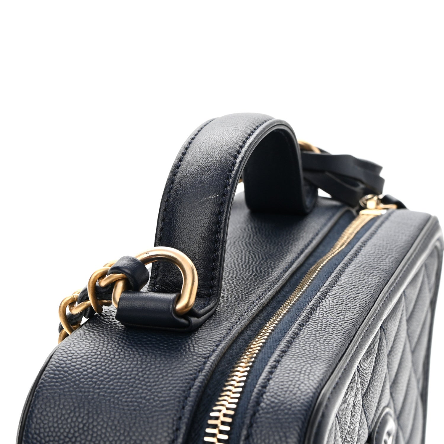 Chanel Caviar Quilted Medium CC Filigree Vanity Case Navy 11 of 11