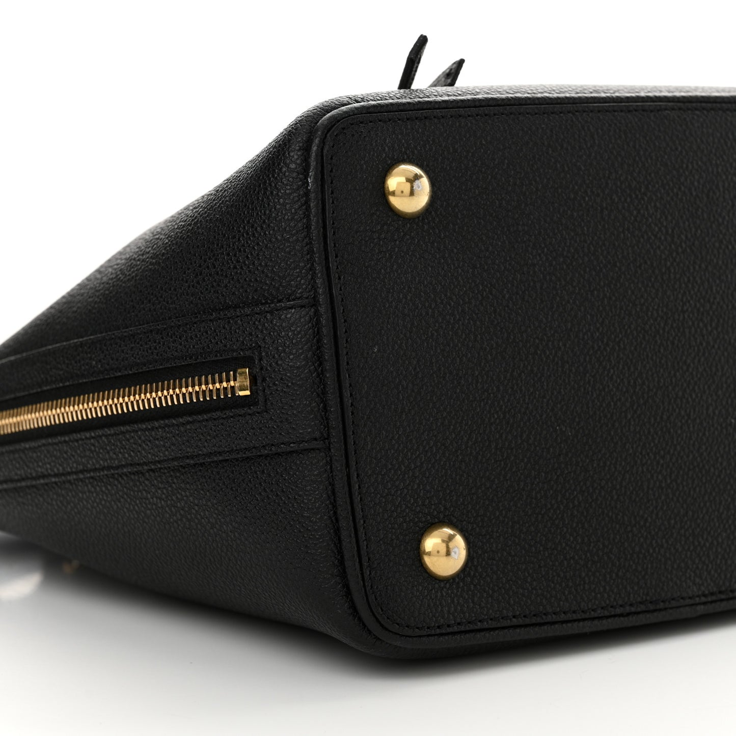 Grained Calfskin Medium Emmanuelle Bucket Bag Black