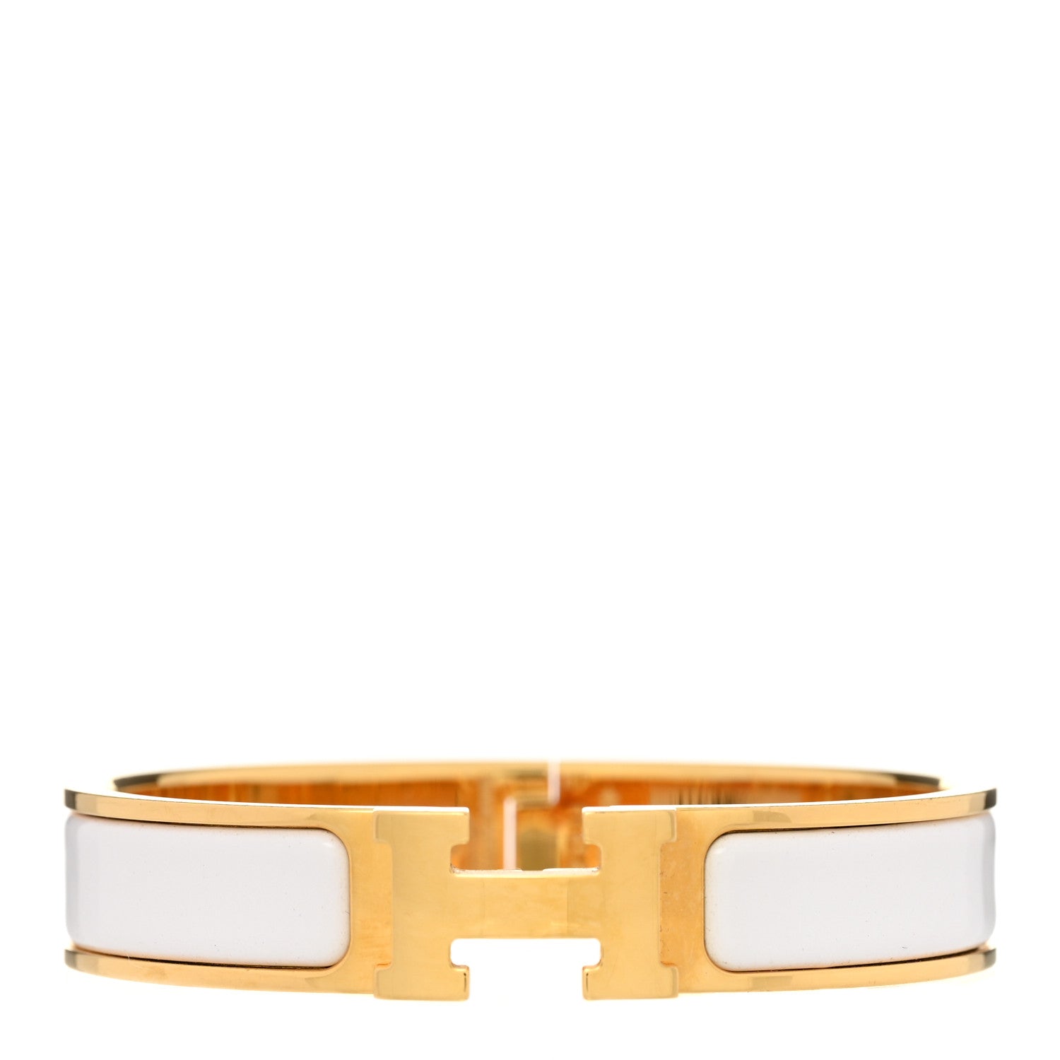 Hermes Enamel Narrow Clic Clac H Bracelet PM White 1 of 9