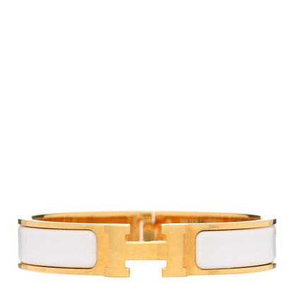 Hermes Enamel Narrow Clic Clac H Bracelet PM White 1 of 9