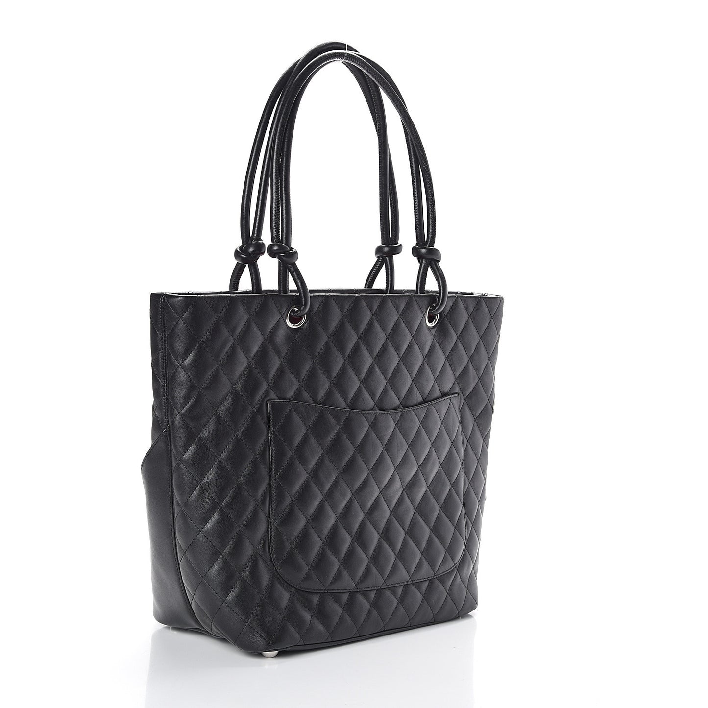 Calfskin Quilted Large Cambon Tote Black White
