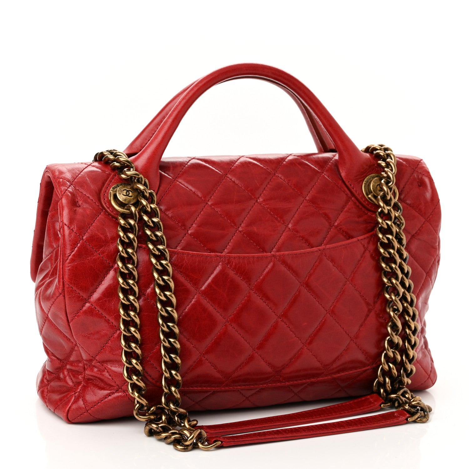 Chanel Glazed Calfskin Castle Rock Medium Flap Red 3 of 11