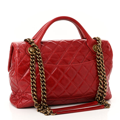 Chanel Glazed Calfskin Castle Rock Medium Flap Red 3 of 11
