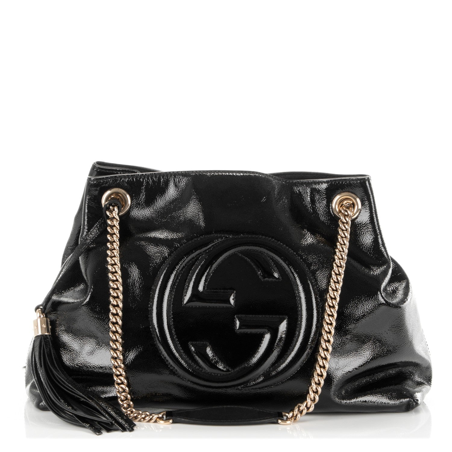 Gucci Patent Medium Soho Chain Shoulder Bag Black 1 of 7