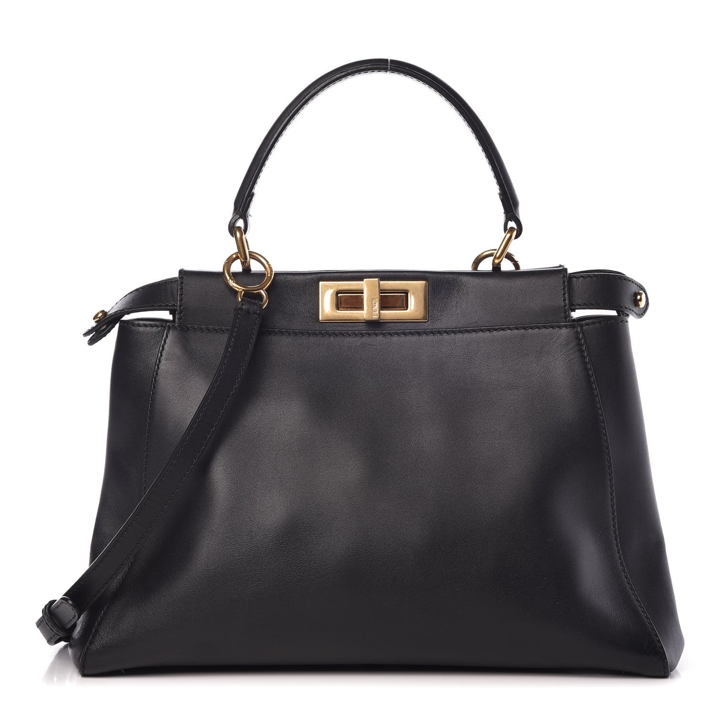 Vitello Morgan Shiny Nappa Medium Peekaboo Iconic Satchel Black