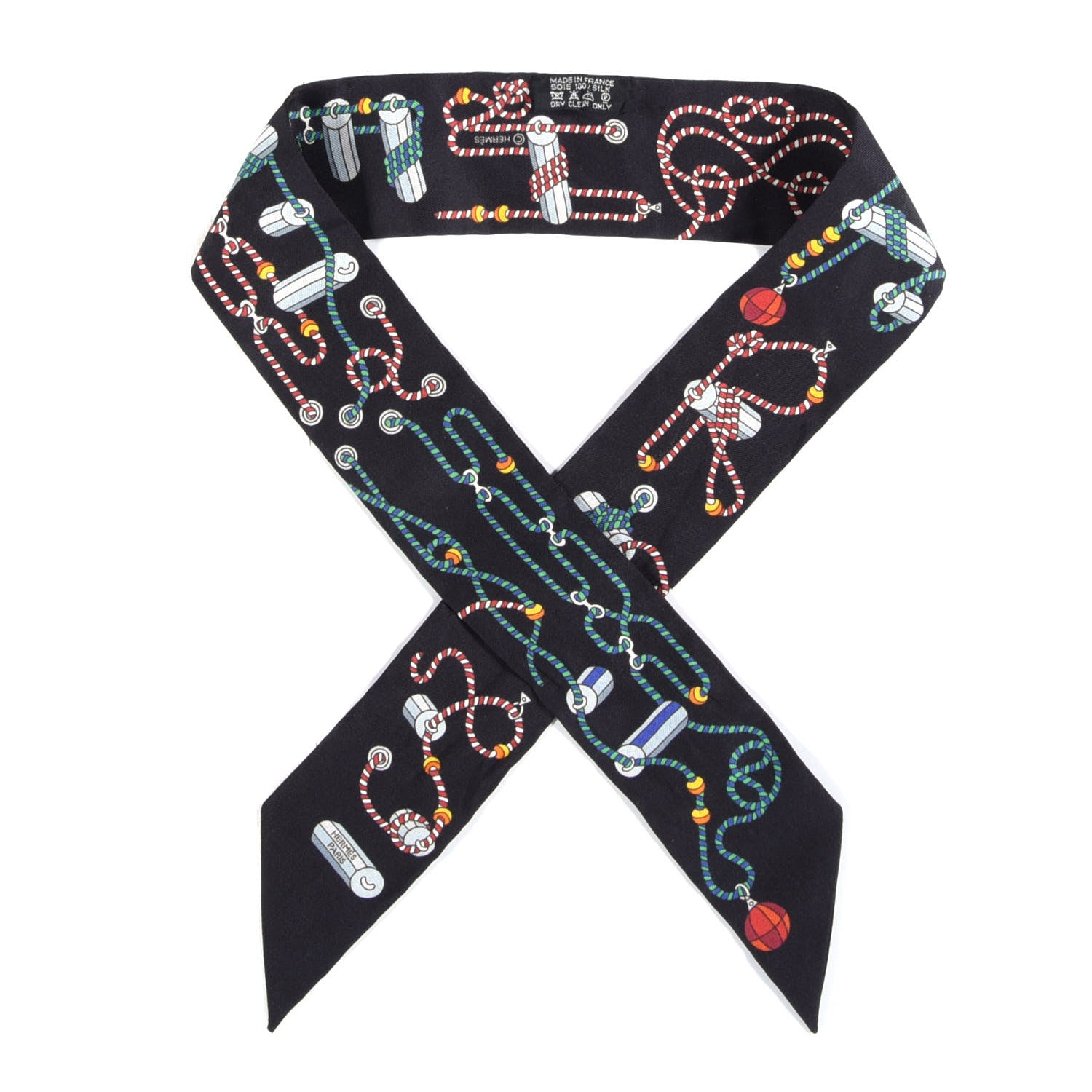 Hermes Silk Cordages Twilly Scarf Black 1 of 4