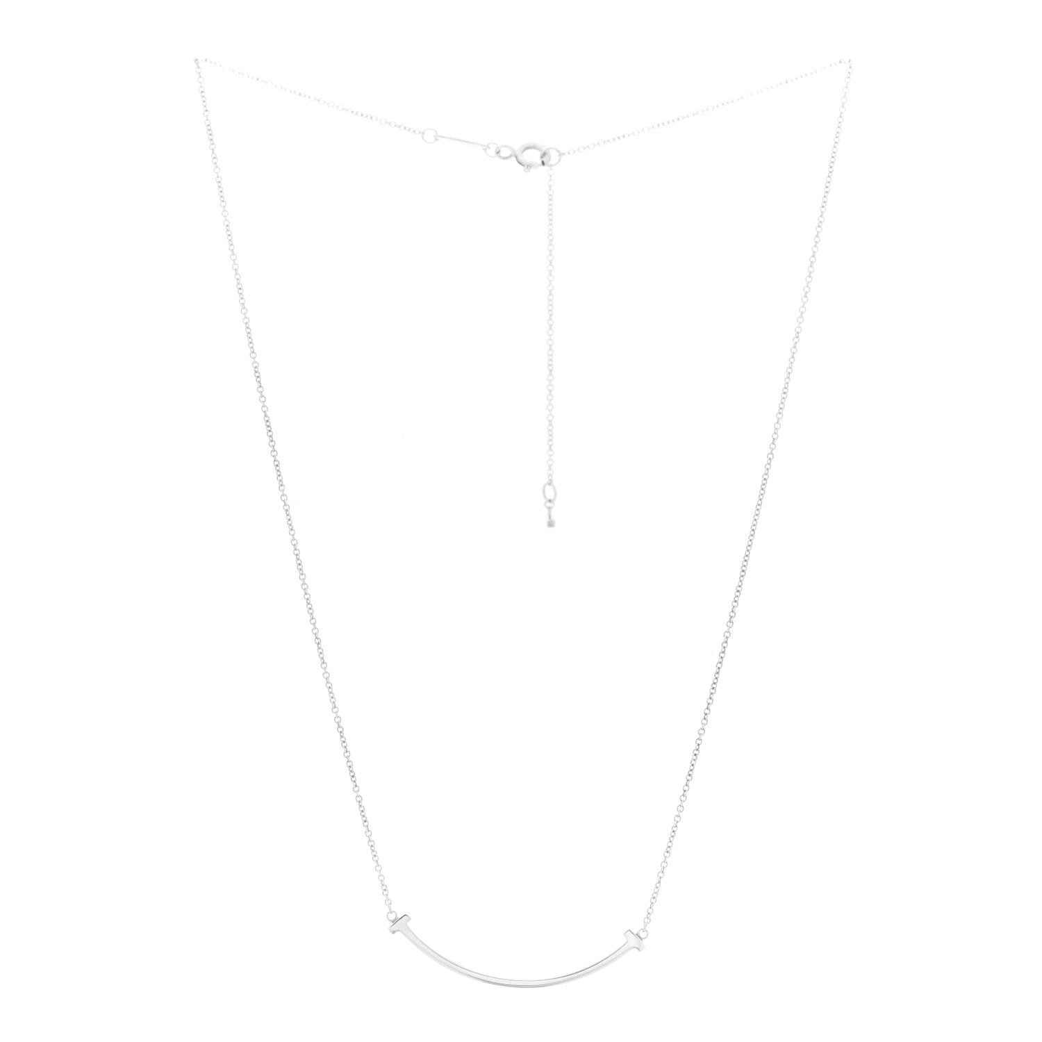 Tiffany Sterling Silver Small T Smile Pendant Necklace 3 of 5