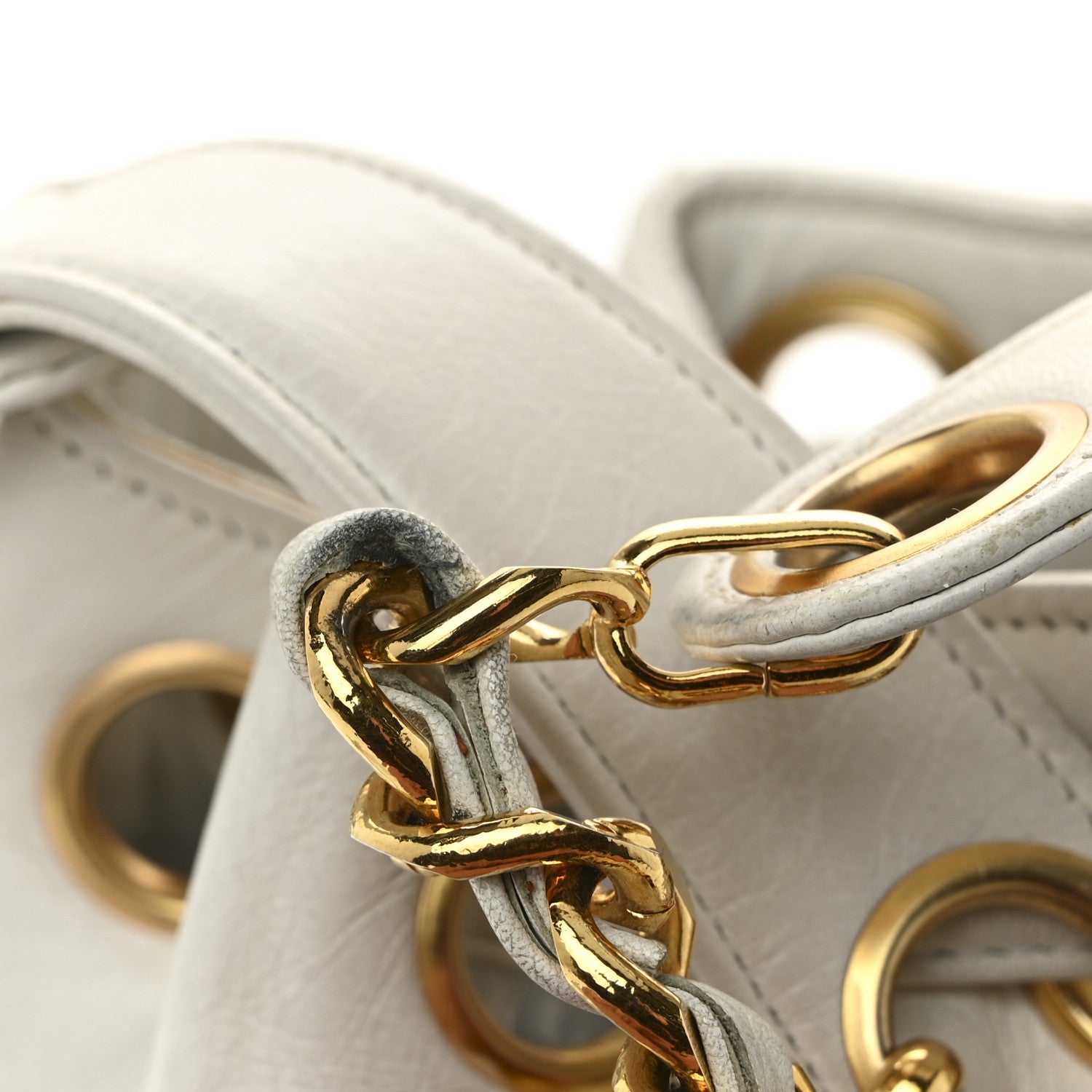 Chanel Lambskin CC Drawstring Bucket Bag White 14 of 17