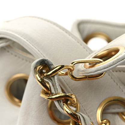 Chanel Lambskin CC Drawstring Bucket Bag White 14 of 17