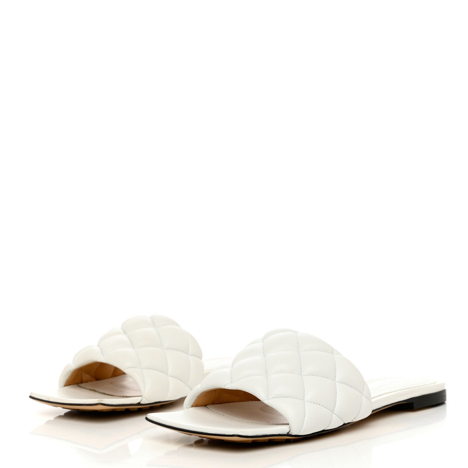 Bottega Veneta Nappa Matelasse Padded Flat Sandals 37 Optic White 3 of 12